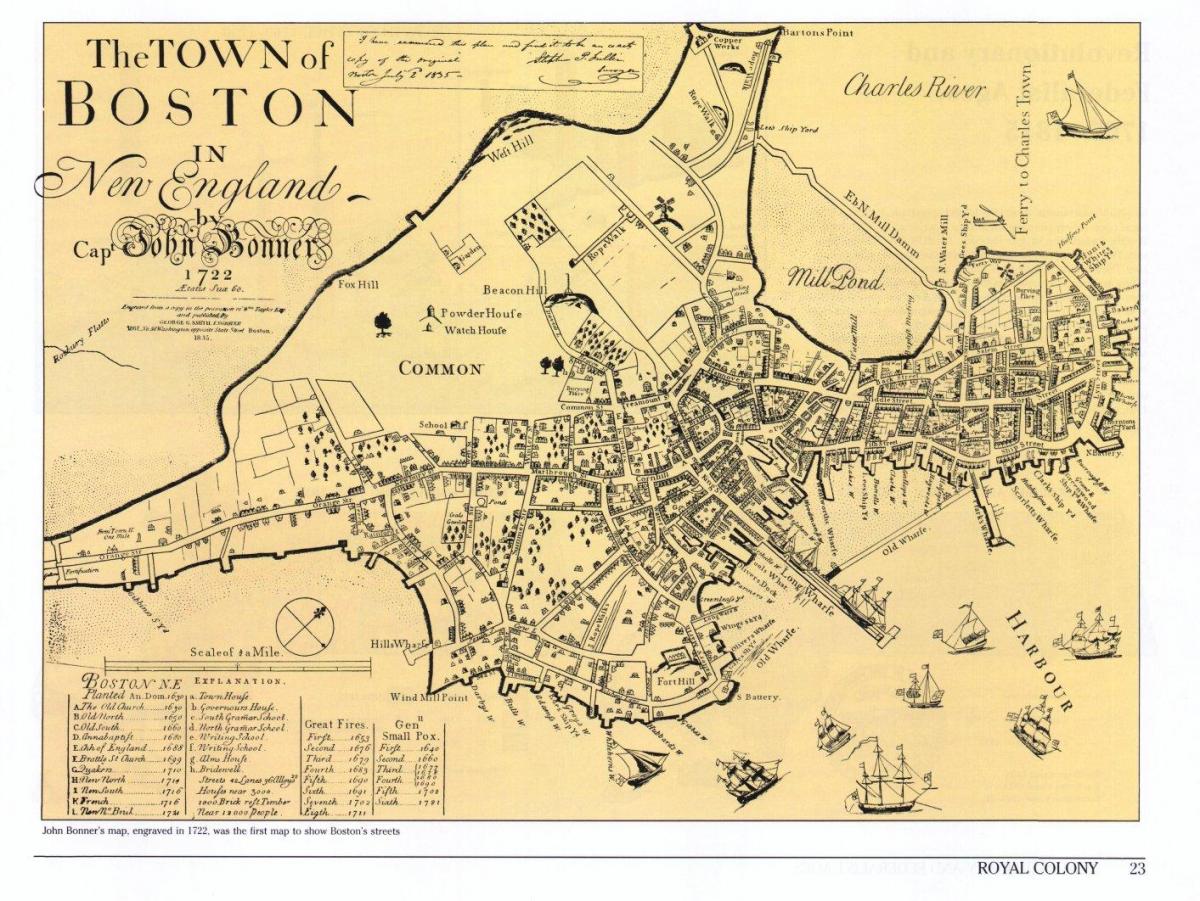 mapa antic de Boston