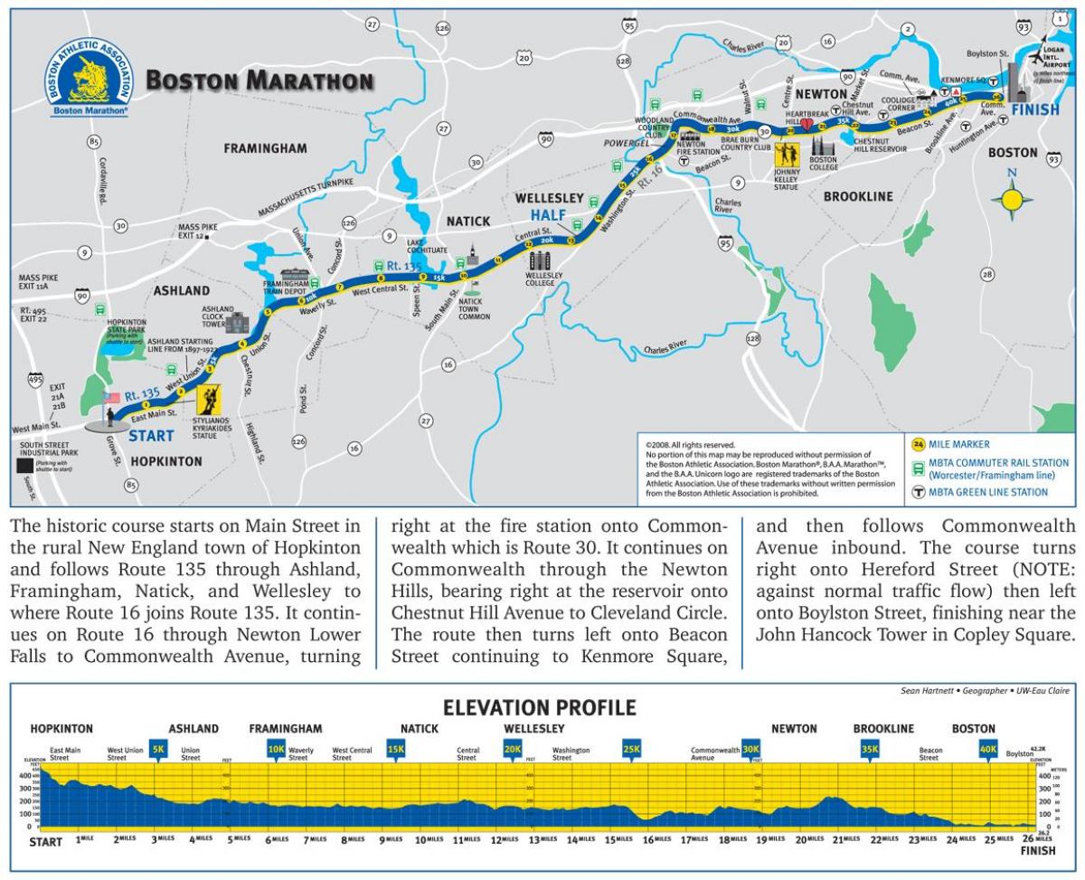 Boston, la marató elevació mapa