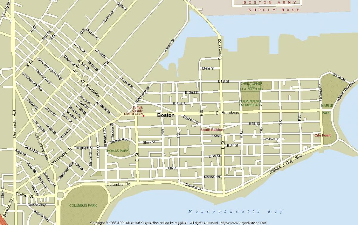 mapa de Boston massa
