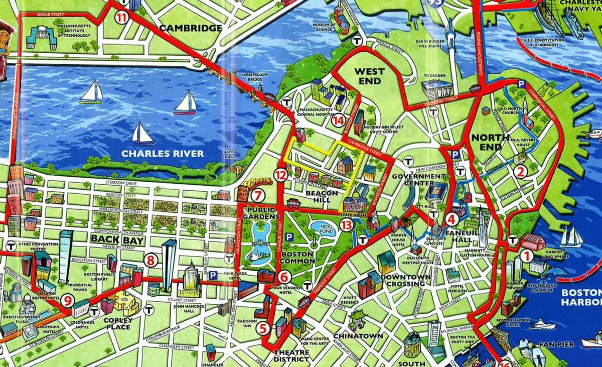 mapa de Boston atraccions