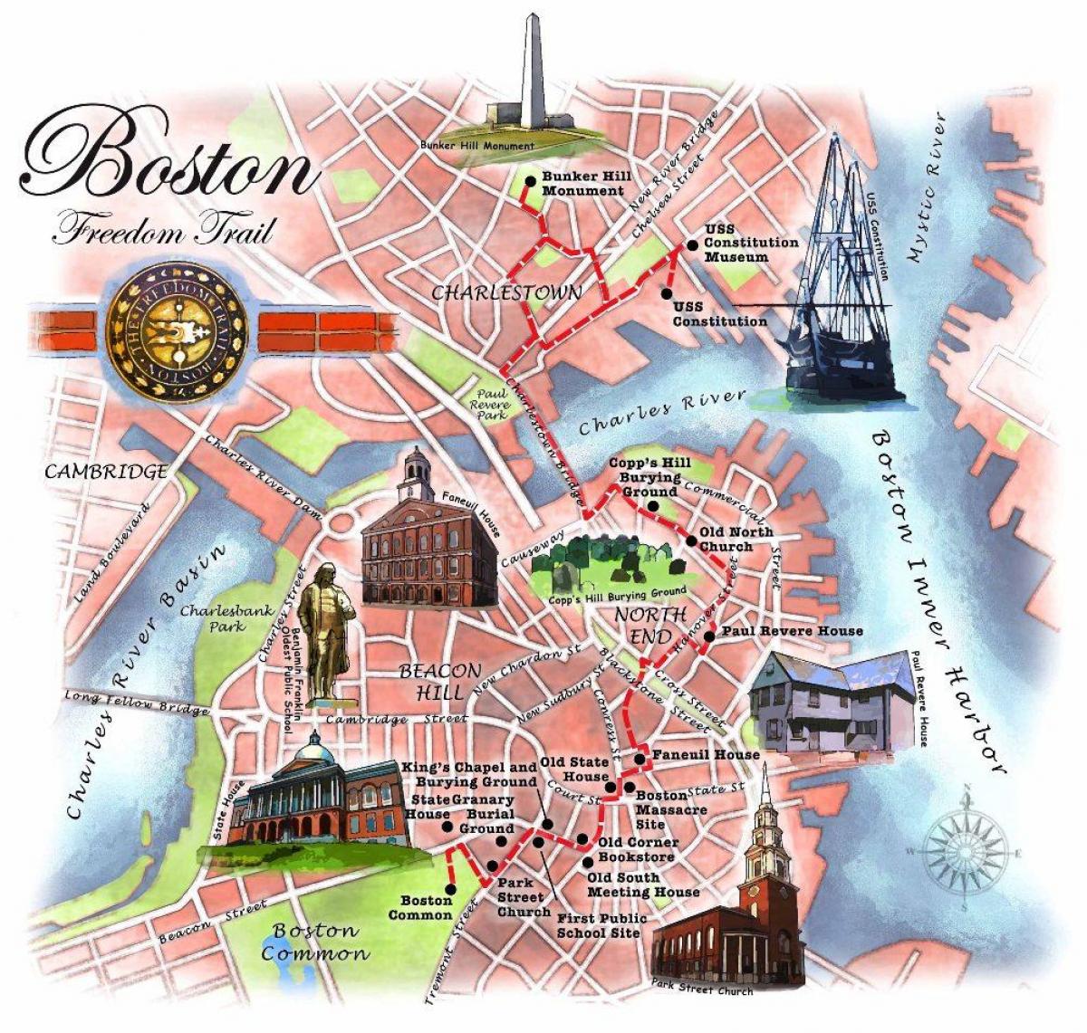 camí de la llibertat mapa de Boston