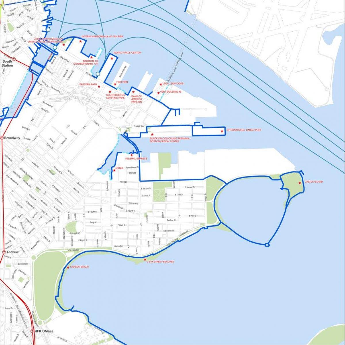 harborwalk Boston mapa