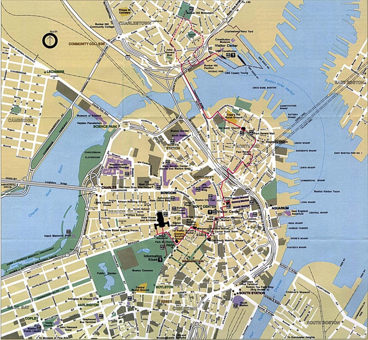 De la ciutat de Boston mapa