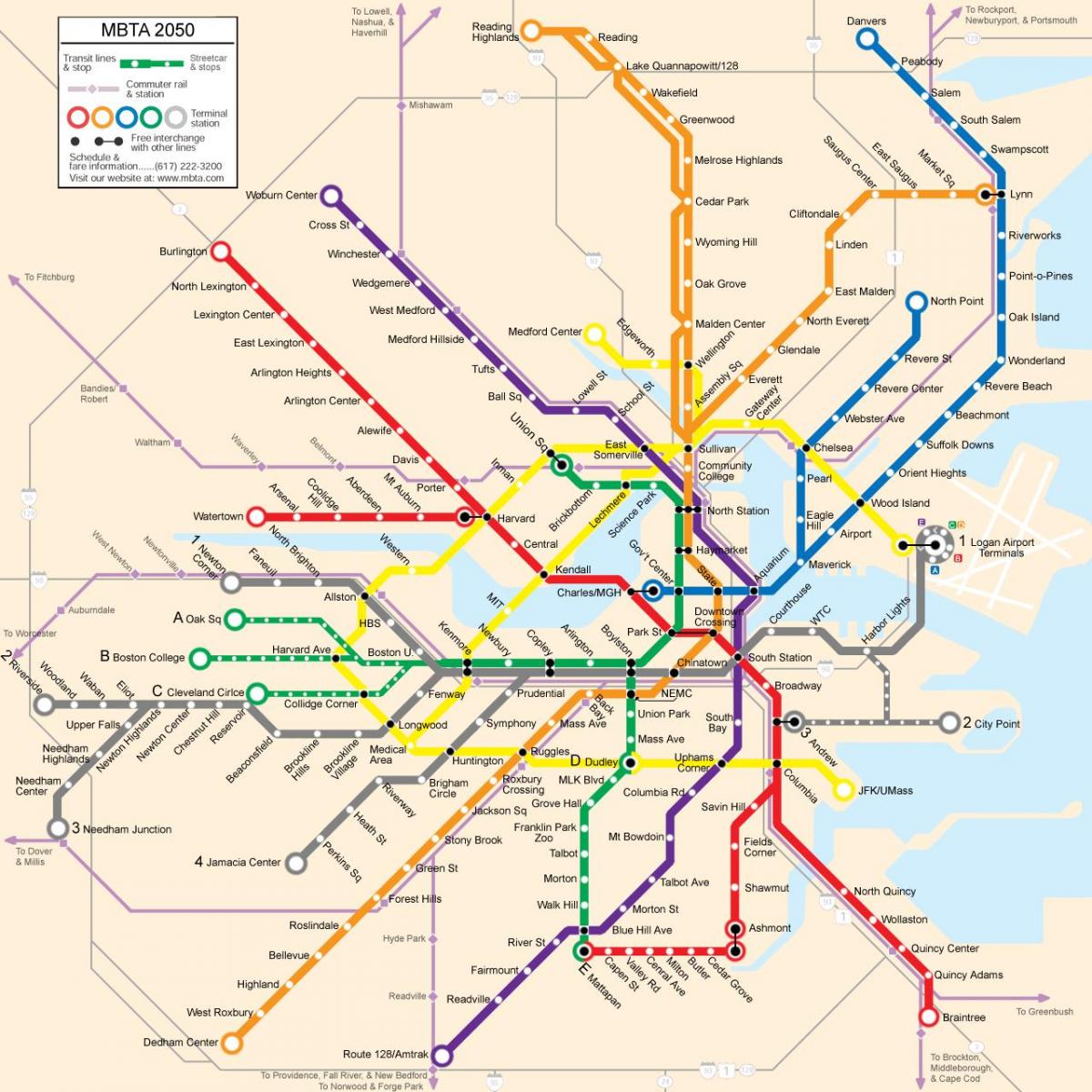 Boston public transport mapa