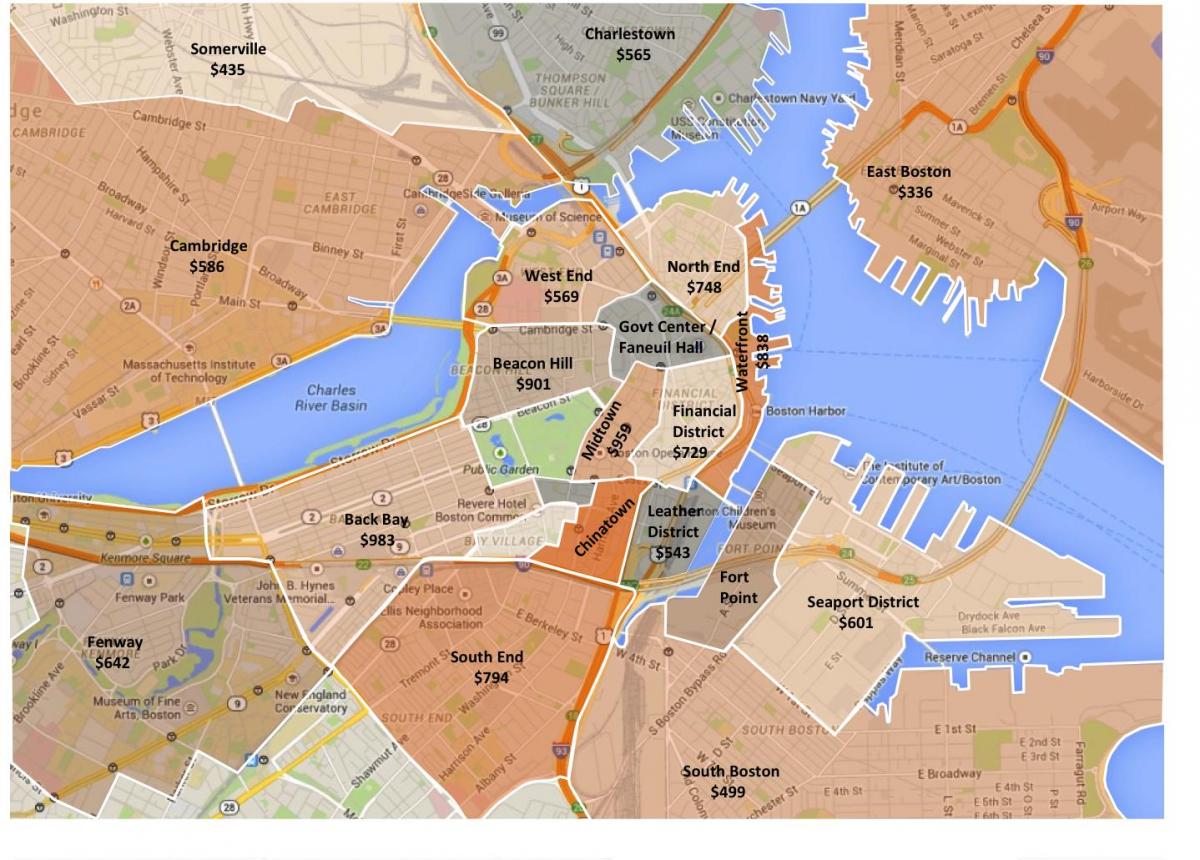la ciutat de Boston zonificació mapa