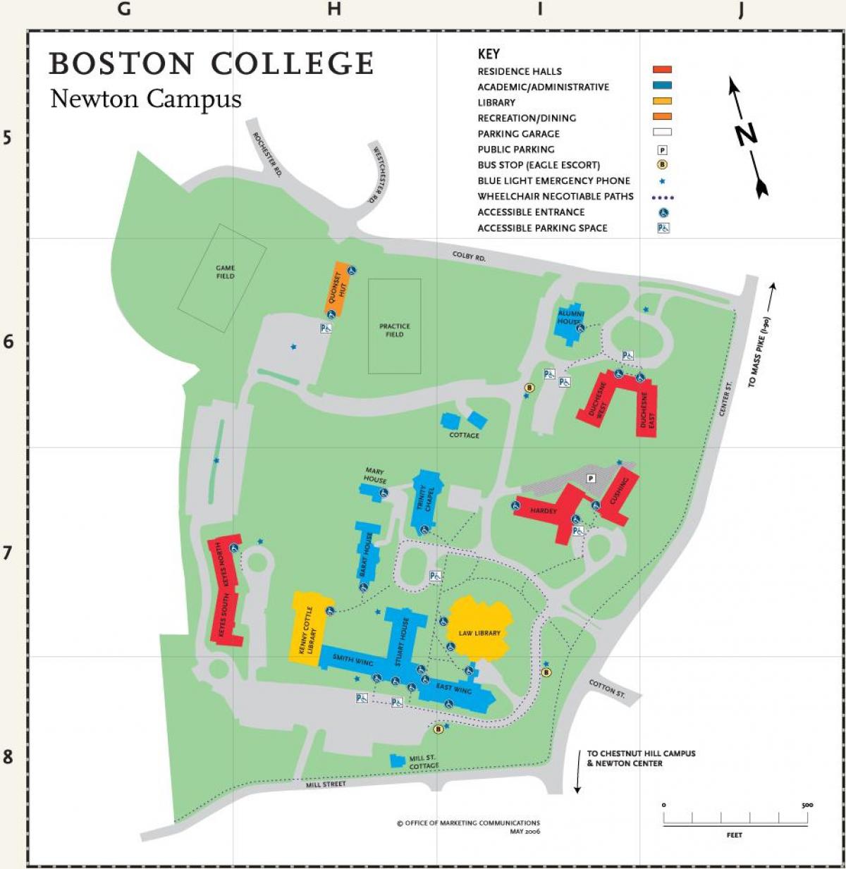mapa de Boston college