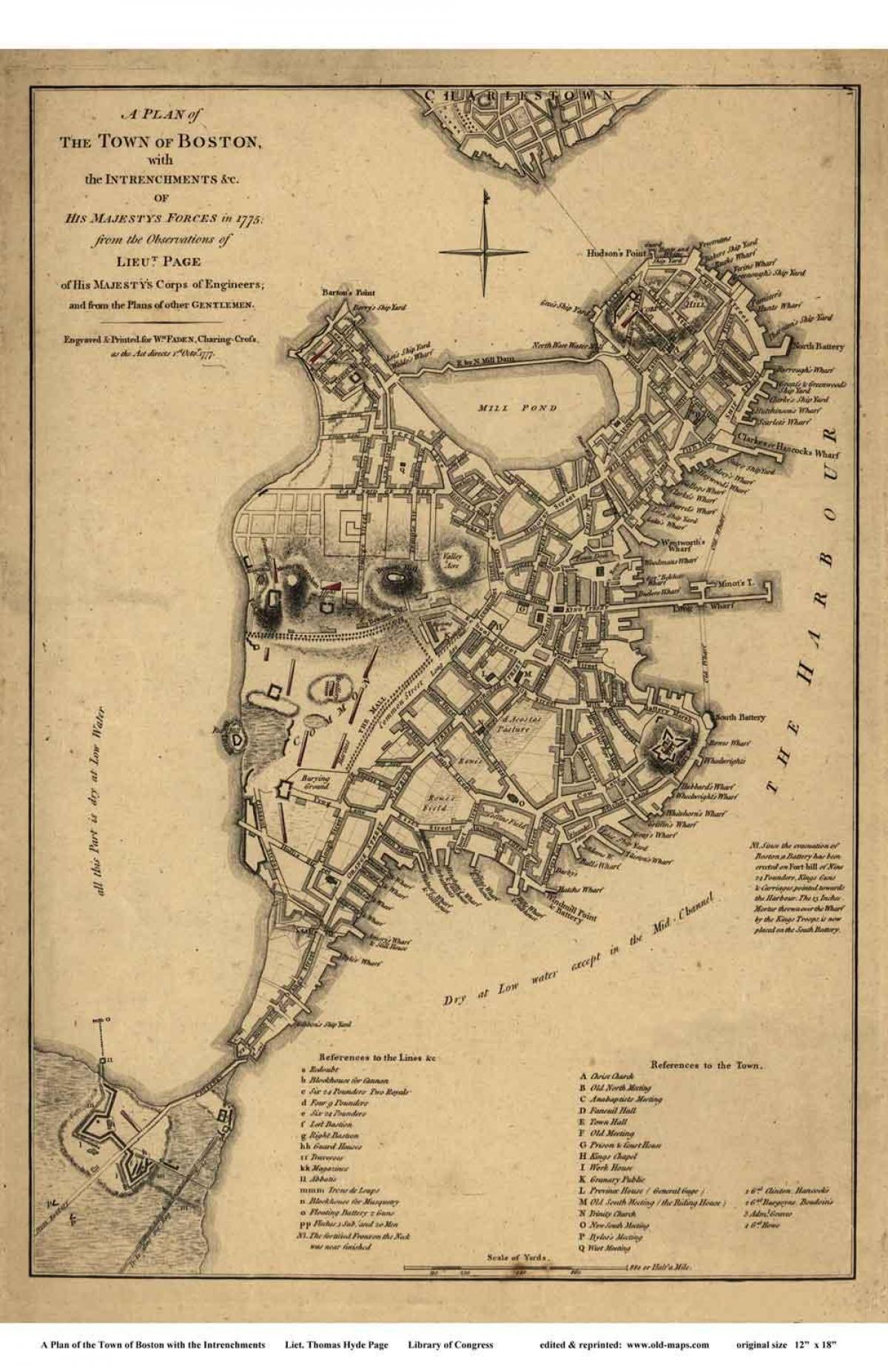 mapa històric de Boston