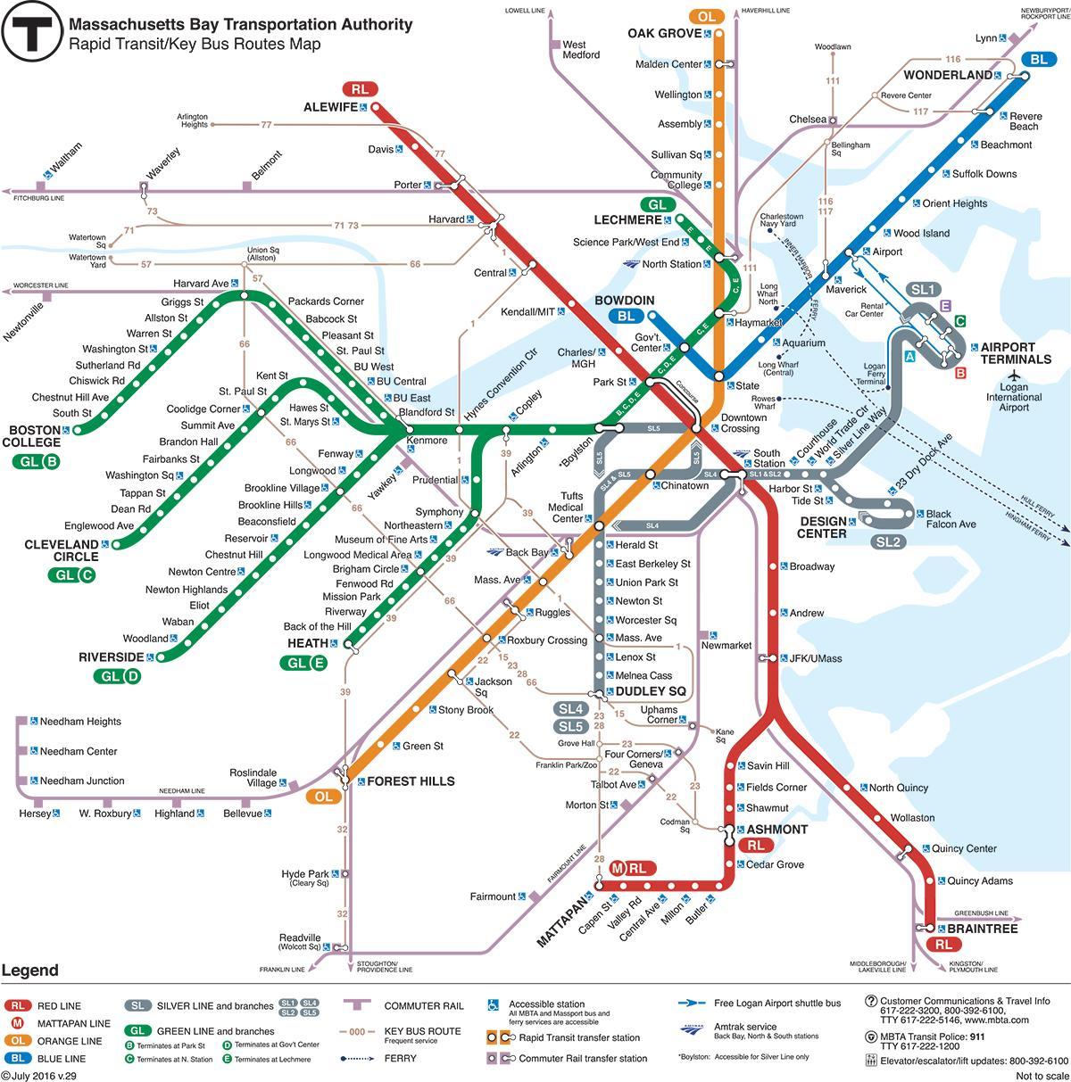 la línia verda mapa de Boston
