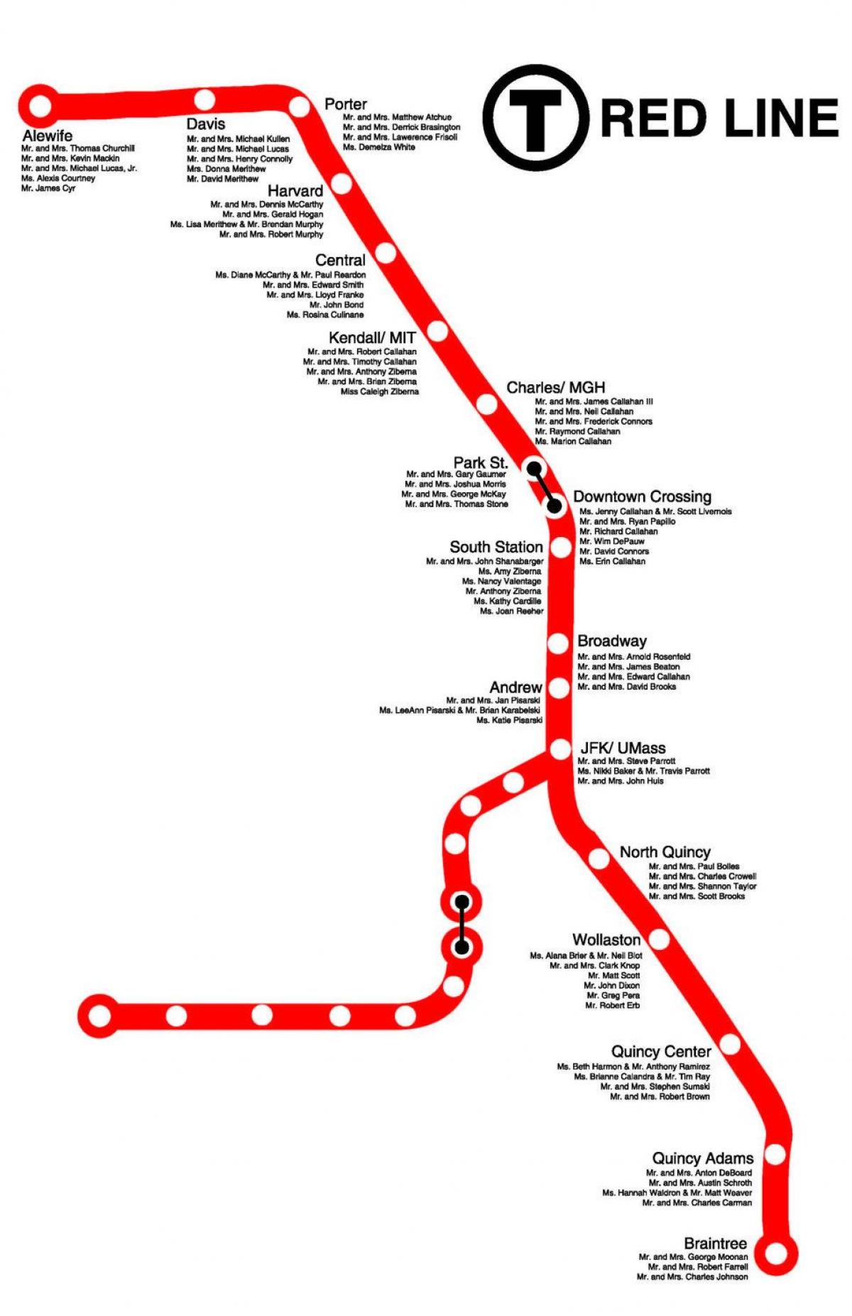 línia vermella Boston mapa