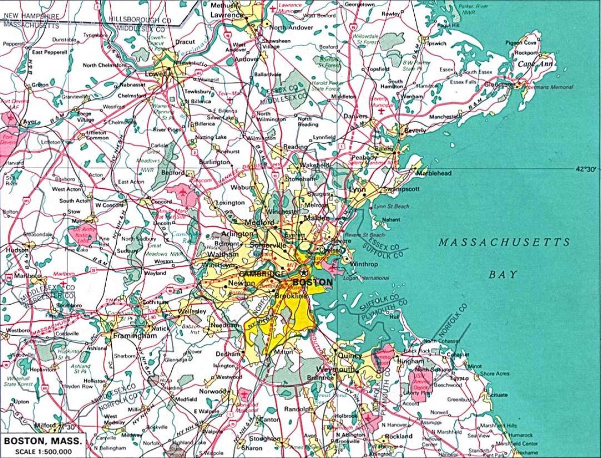 mapa de major àrea de Boston