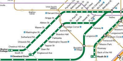 MBTA línia verda mapa