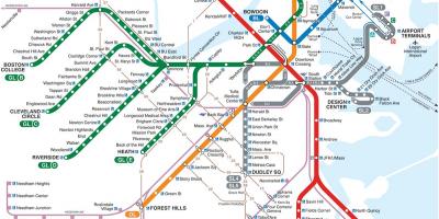 T de tren de Boston mapa