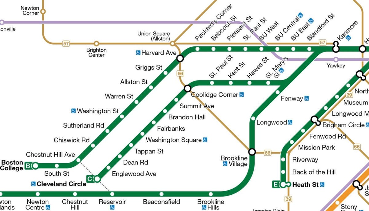 MBTA línia verda mapa
