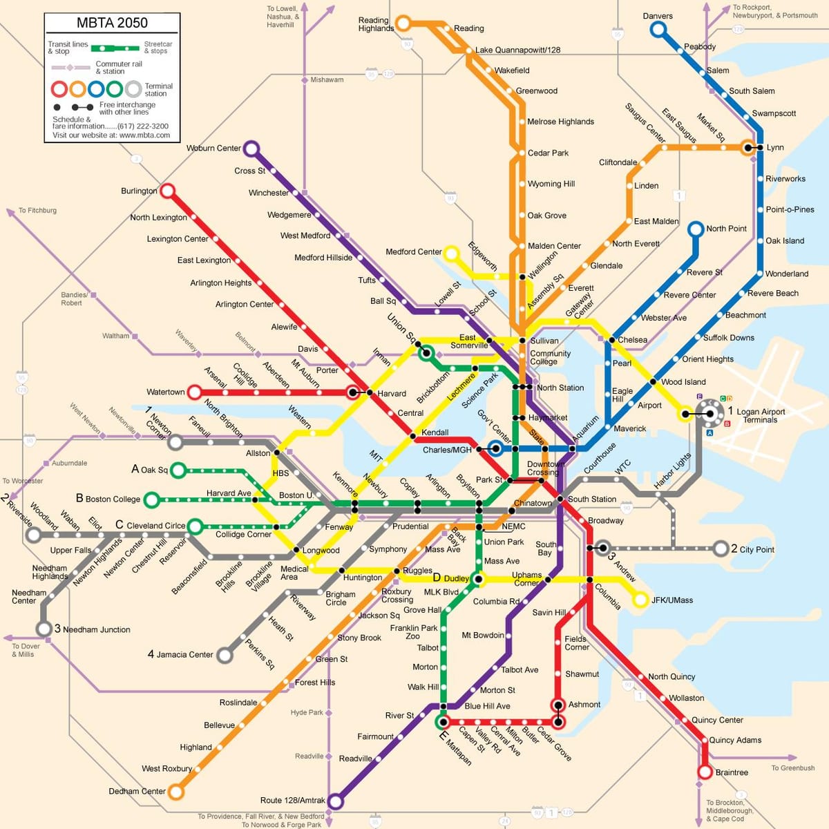 Boston public transit mapa