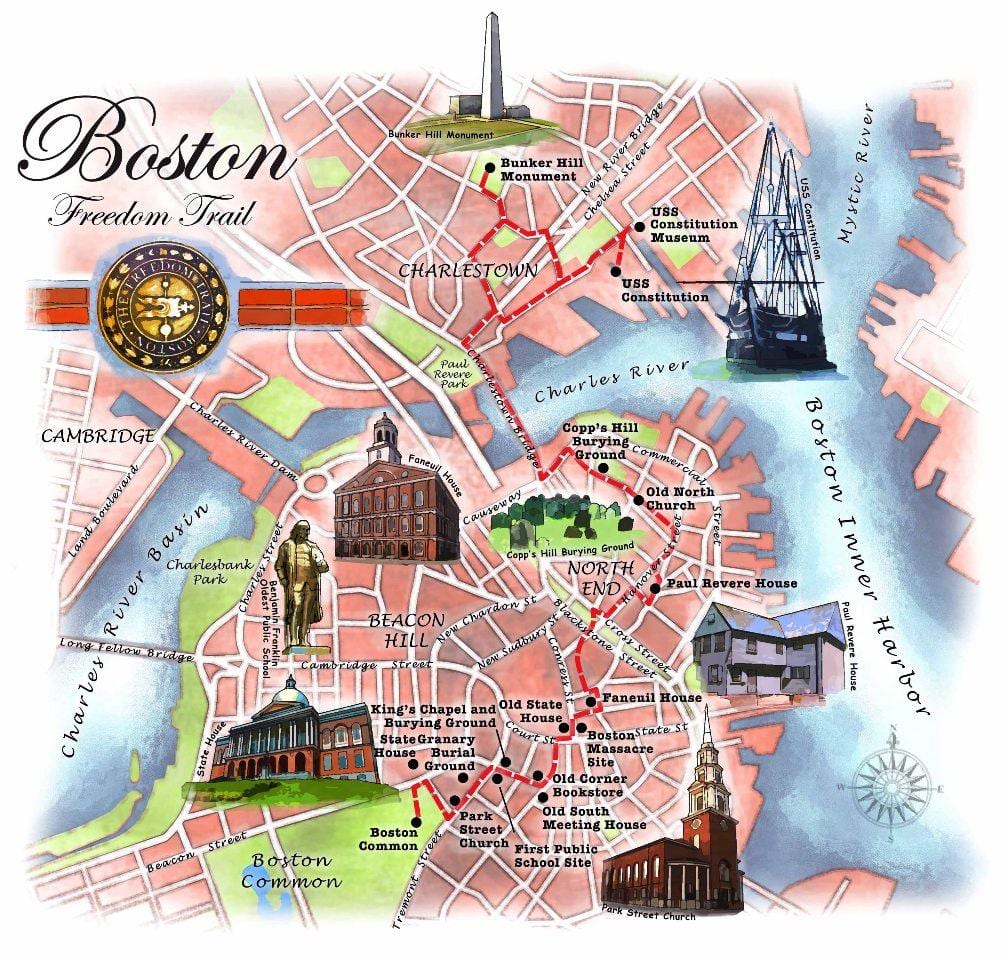 mapa de Boston camí de la llibertat
