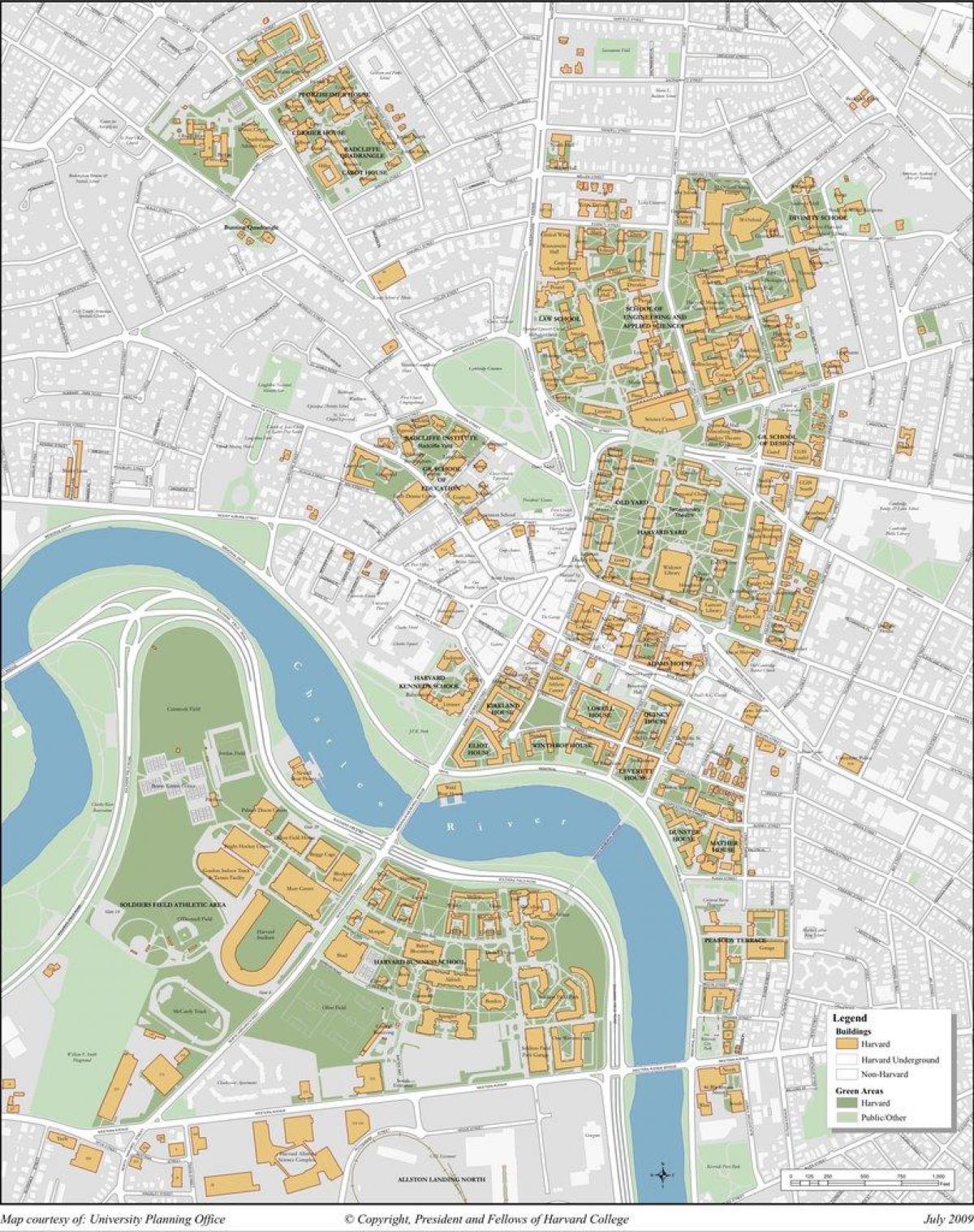 La universitat de Harvard campus mapa