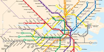 Boston public transit mapa