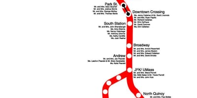 Línia vermella Boston mapa